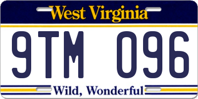 WV license plate 9TM096