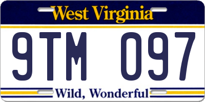 WV license plate 9TM097