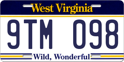 WV license plate 9TM098