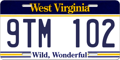 WV license plate 9TM102