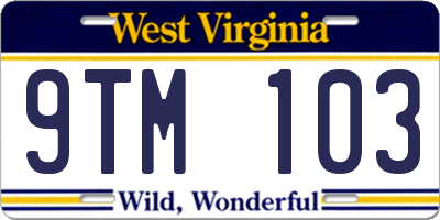 WV license plate 9TM103
