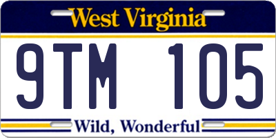 WV license plate 9TM105