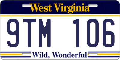 WV license plate 9TM106