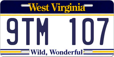 WV license plate 9TM107