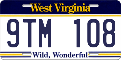 WV license plate 9TM108