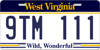 WV license plate 9TM111