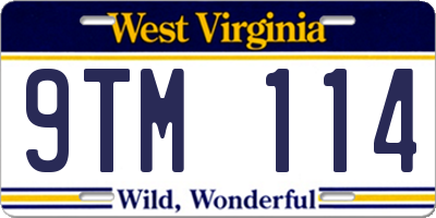 WV license plate 9TM114