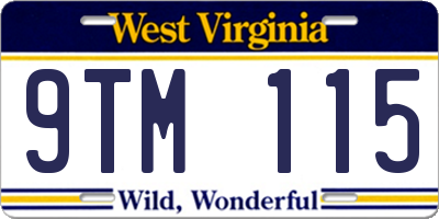 WV license plate 9TM115