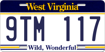 WV license plate 9TM117