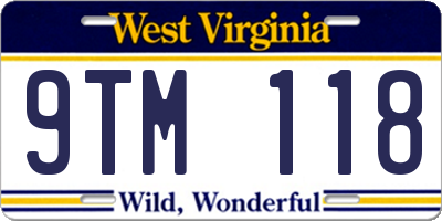 WV license plate 9TM118