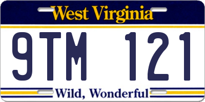 WV license plate 9TM121