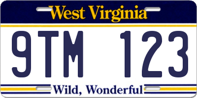 WV license plate 9TM123