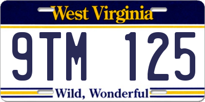 WV license plate 9TM125