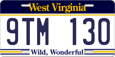 WV license plate 9TM130