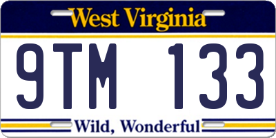 WV license plate 9TM133