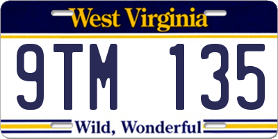 WV license plate 9TM135