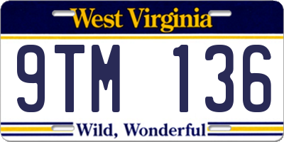 WV license plate 9TM136