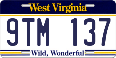 WV license plate 9TM137
