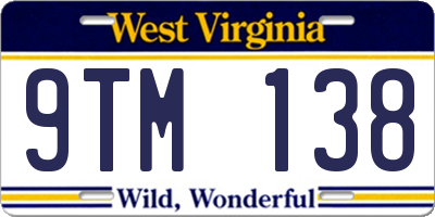 WV license plate 9TM138