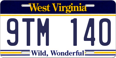 WV license plate 9TM140