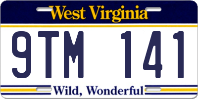 WV license plate 9TM141