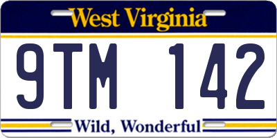 WV license plate 9TM142