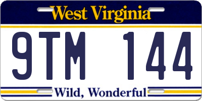 WV license plate 9TM144