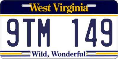 WV license plate 9TM149