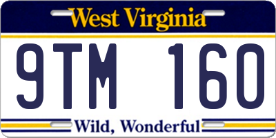 WV license plate 9TM160