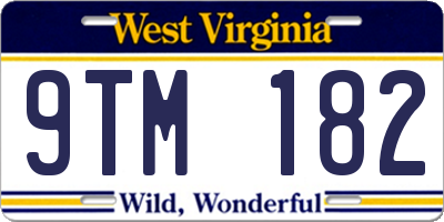 WV license plate 9TM182