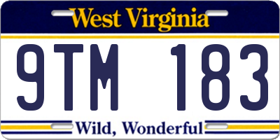 WV license plate 9TM183