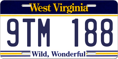WV license plate 9TM188