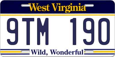 WV license plate 9TM190
