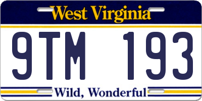 WV license plate 9TM193