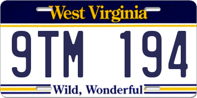 WV license plate 9TM194