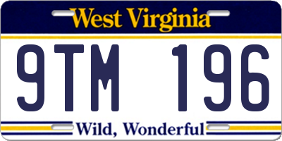 WV license plate 9TM196