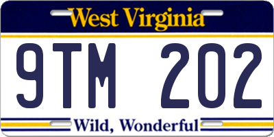 WV license plate 9TM202