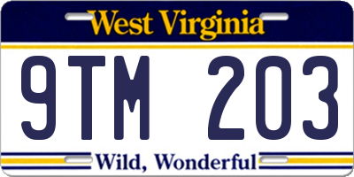 WV license plate 9TM203