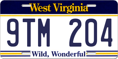 WV license plate 9TM204