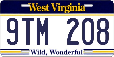 WV license plate 9TM208
