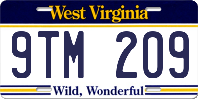 WV license plate 9TM209