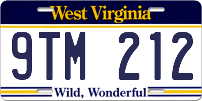 WV license plate 9TM212