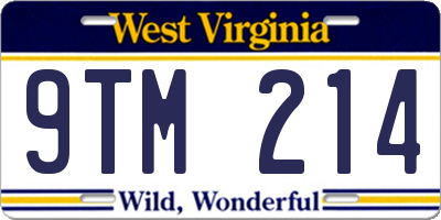WV license plate 9TM214