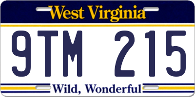 WV license plate 9TM215