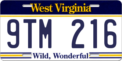 WV license plate 9TM216