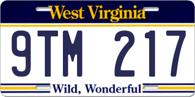 WV license plate 9TM217