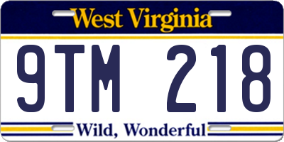 WV license plate 9TM218