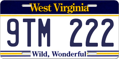 WV license plate 9TM222