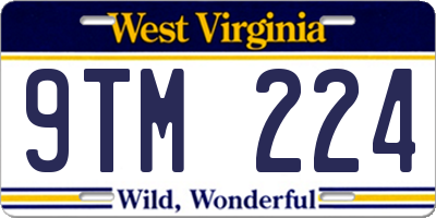 WV license plate 9TM224
