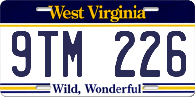 WV license plate 9TM226